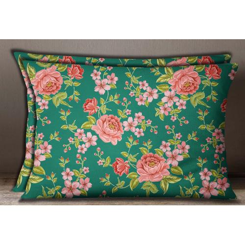 S4sassy Cotton Poplin Floral Green Decorative Pillow Sham Cushion Cover Case
