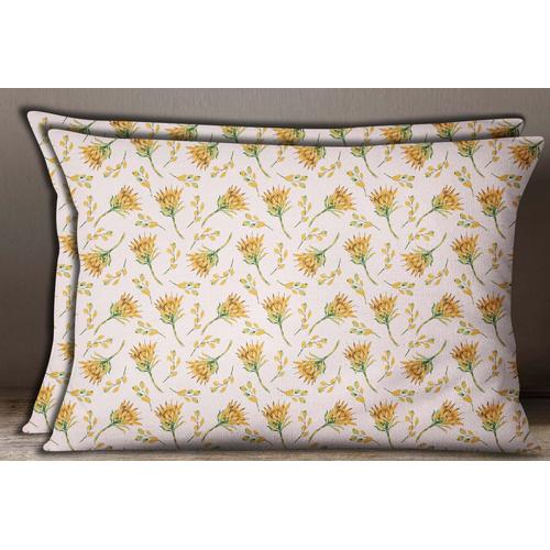 S4sassy Cotton Poplin Decorative Floral Yellow Pillow Sham Cushion Cover Case