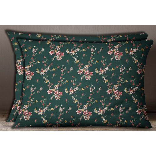 S4sassy Decorative Green Floral Cotton Poplin Pillow Sham Cushion Cover Case