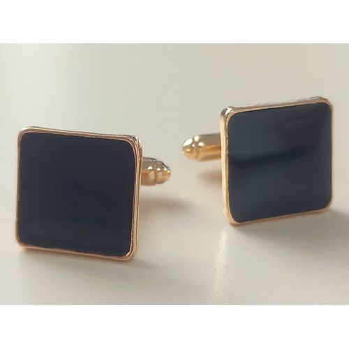 Boutons De Manchettes Carré De Couleurs Dorée Et Noire Pour De L'élégance Et Du Style...