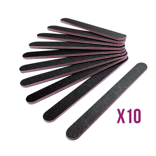 Vivezen ® Lot De 10 Limes À Ongles Droites Premium - Grain 80/80 - Noir 