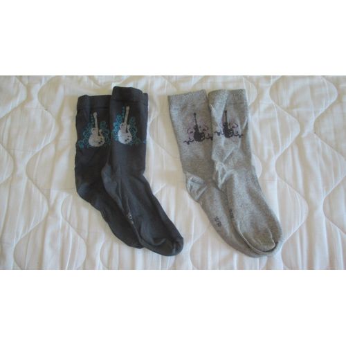 Lot De 2 Paires De Chaussettes " Guitare " Taille 35/38