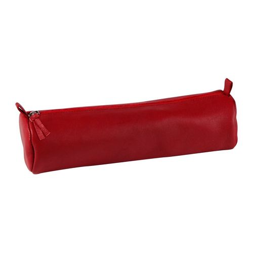Clairefontaine Cuir Teinte Trousse Ronde Ø5,5x22 Cm Rouge