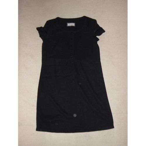 Neuve Petite Robe Noire Tissu Boutonnée Esprit - Taille 40