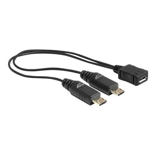 Delock - Câble USB - Micro-USB de type B (M) pour Micro-USB de type B (F) - 20.5 cm - noir