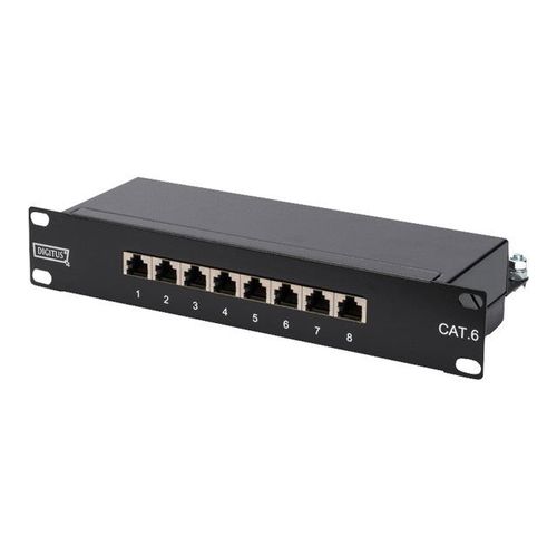 DIGITUS Professional DN-91608S-G - Tableau de connexions - montable sur rack - CAT 6 - STP - RJ-45 X 8 - gris, RAL 7035 - 1U - 10