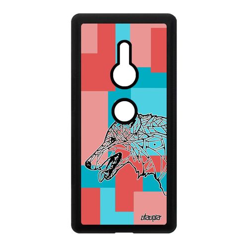 Coque Loup Sony Xperia Xz2 Silicone Dessin Ethnique Fantaisie Rose Chien Souple