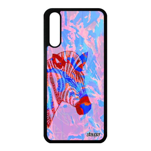 Coque Silicone Pour Huawei P20 Zebre Azteque Metal Fille Cheval Unique Rigide En