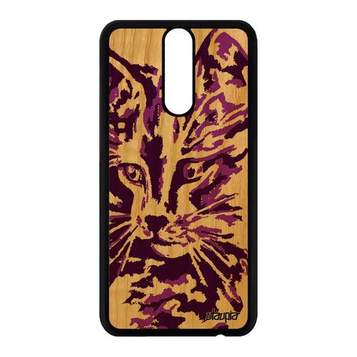 Coque Bois Huawei Mate 10 Lite Silicone Chat Original Peinture Petit Etui Rose A