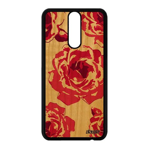 Coque Silicone Huawei Mate 10 Lite En Bois Et Rose Fleur De Protection Love Etui