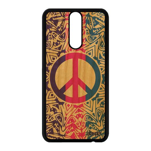 Coque Bois Pour Huawei Mate 10 Lite Silicone Peace And Love Symbole Rose Mandala