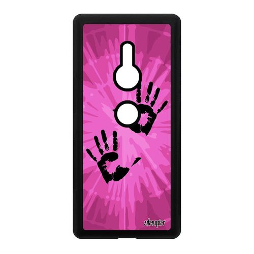 Coque Empreinte Main Pour Sony Xperia Xz2 Silicone Swag Case Rose Made In France