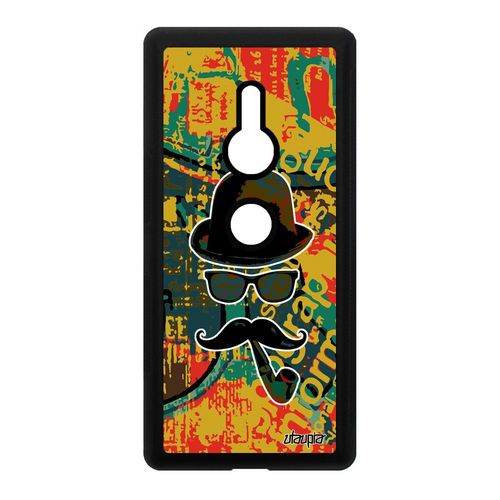 Coque Silicone Sony Xperia Xz2 Homme Moustache Chapeau Melon Vert Rigide Tag De