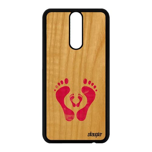 Coque Pour Huawei Mate 10 Lite Bois Silicone Trace De Pas Rne-L01 Bebe Swag Rose