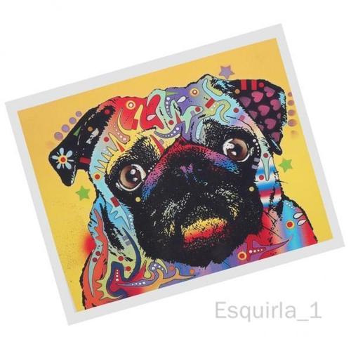 Esquirla 2x1 Panneau Toile Peinture à L'huile Décoration Murale Art Photo-chien Carlin