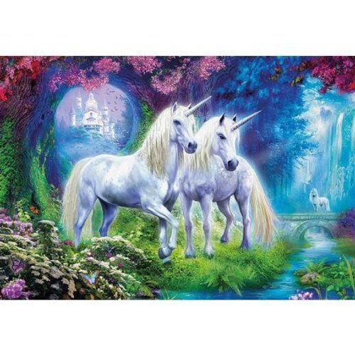 Puzzle Adulte Les Licornes Blanches Au Bord De La Riviere - Collection Animaux Fantastiques - 500 Pieces - Educa