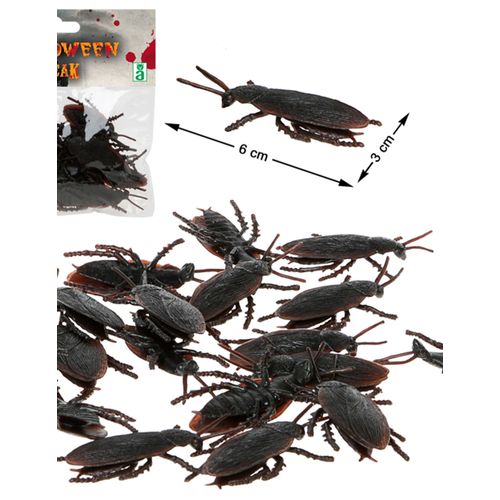 12 Cafards Noirs 6 Cm Halloween Taille Unique