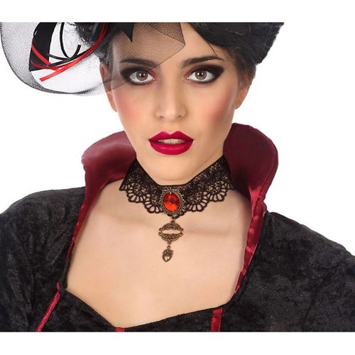 Collier En Dentelle Et Pierre Pr?Cieuse De Vampiresse (Taille Unique Femme)