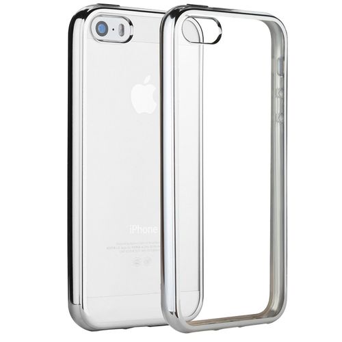 Coque Iphone 5/ 5s/ Se , Welkoo® Coque Iphone 5s En Silicone, Housse Iphone 5 En Silicone Couleur Transparente Contour Argent, Souple Et Flexible. Compatible Avec L'iphone 5, 5s Et Se.