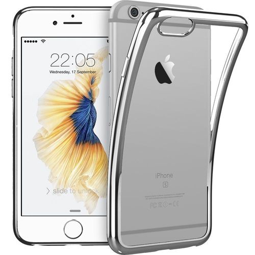 Coque Iphone 6 / 6s, Welkoo® Coque Iphone 6 En Silicone, Housse Iphone 6s En Silicone Couleur Transparente Contour Argent, Souple Et Flexible. Compatible Avec L'iphone 6 Et 6s.