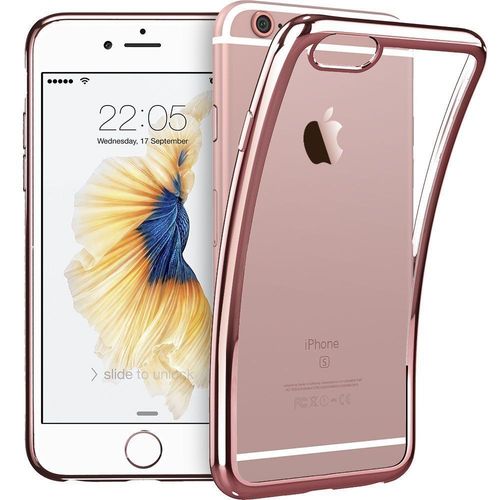 Coque Iphone 6 / 6s, Welkoo® Coque Iphone 6 En Silicone, Housse Iphone 6s En Silicone Couleur Transparente Contour Rose Or, Souple Et Flexible. Compatible Avec L'iphone 6 Et 6s.