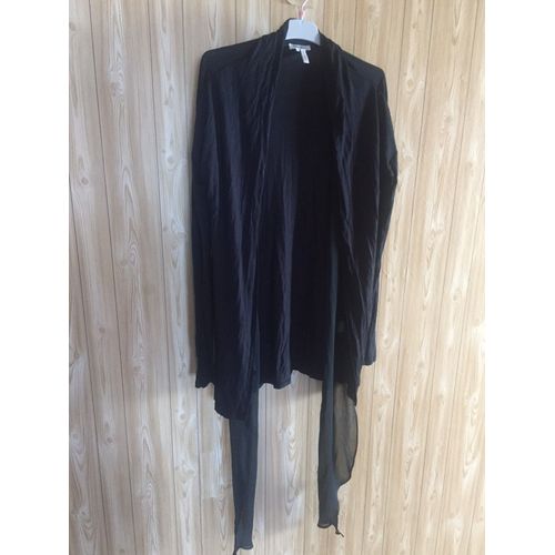 Gilet Noir, Long, Marque Manoukian. Taille S. Bandes Voilage Sur Le Devant Des Bras