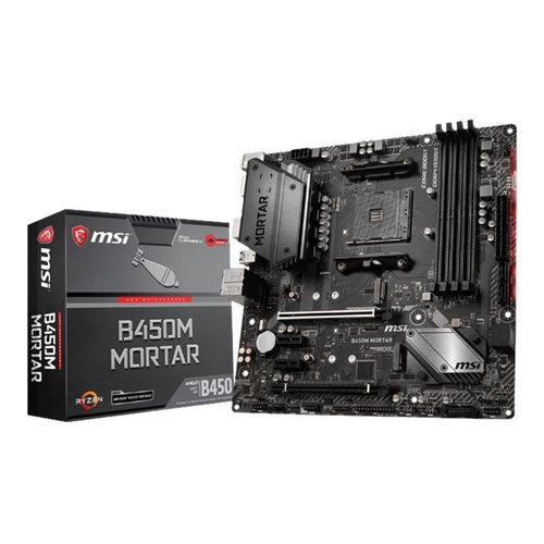 MSI B450M MORTAR - Carte-mère - micro ATX - Socket AM4 - AMD B450 Chipset - USB 3.1 Gen 1, USB-C Gen2, USB 3.1 Gen 2 - Gigabit LAN - carte graphique embarquée (unité centrale requise) - audio HD...