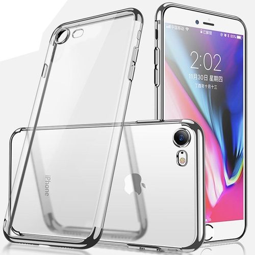 Coque Iphone 6 Plus / 6s Plus, Welkoo® Coque Iphone 6 Plus En Silicone, Housse Iphone 6s Plus En Silicone Couleur Transparente Contour Partiellement Argenté, Souple Et Flexible. Compatible Avec L'iphone 6 Plus Et 6s Plus.