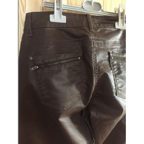 Pantalon Skaï Marron Etam Jeans. Taille 36