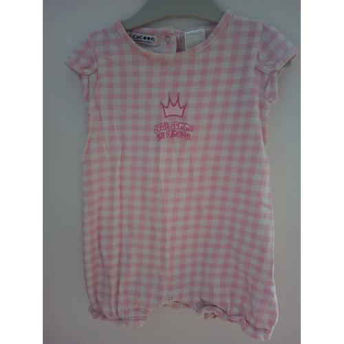 Barboteuse Bébé Fille Vichy Rose Taille 12 Mois