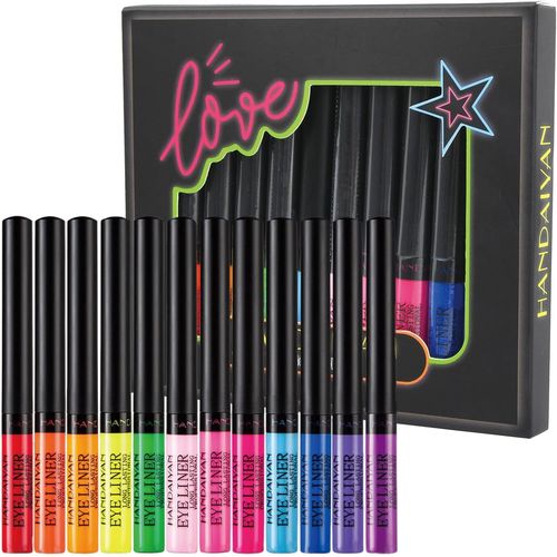 12 Colours Matte Liquid Eyeliner Set,Highly Pigmented Colorful Eye Pencil,Long Lasting Waterproof Eyeliner Pen,Neon Liquid Eyeliner Set,For Halloween