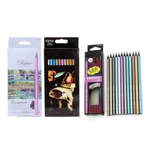12 crayons de couleur métalliques Non toxiques pour dessin, croquis, ensemble de papeterie Rakuten