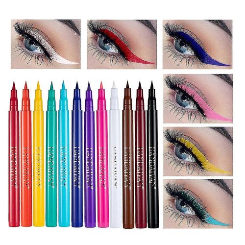 12 Ensemble DEye-Liner Liquide De Couleur Arc-En-Ciel Mat, 12 Couleurs DEye-Liner Doux Super Pointu Pointu, Ensemble DEye-Liner Impermable  Haute Pigmentation - Snngv