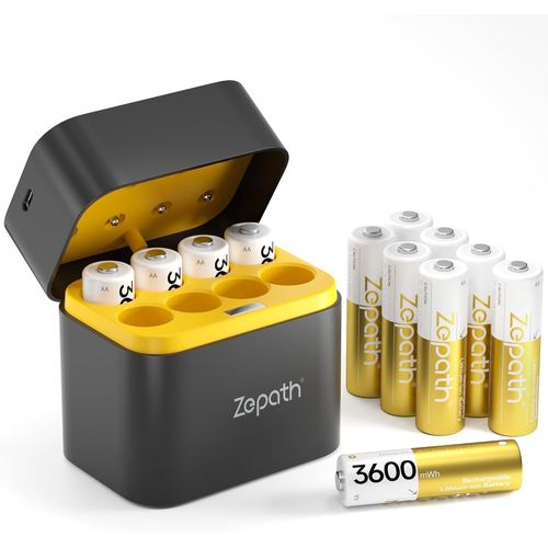 12 Pack Aa Rechargeable Lithium Batteries With Charger,3600mwh High Capacity 1.5v,Aa Li-Ion Long Life Rechargeable Batteries With Built-In Storage Box