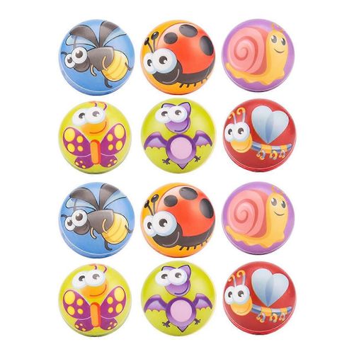 12 Pcs 6.3cm Cartoon Insecte Mousse Boule Squeeze Stress Ball Relief Jouet Main Poignet Exercice Jouet Boules