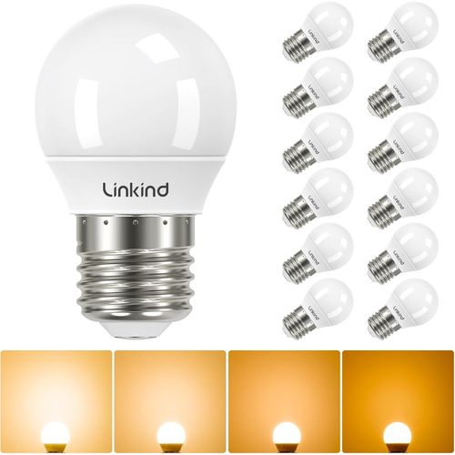 12 Pcs E27 Dimmable Led Light Bulb 4.2w (Replaces 40w) G45/P45 Small Lamp,2700k Warm White 470lm 240,E27 Energy Saving Lamp For Table Lamp,Floor Lamp,10%-100% Dimmable,12 Pcs