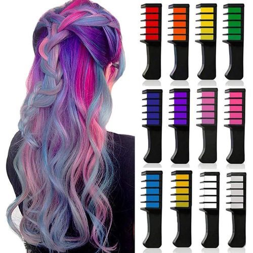12 Peignes De Craie Pour Cheveux, Couleurs Temporaires, Crme Colorante Pour Cheveux Lavable Et Non Toxique, Convient Aux Filles Et Aux Adultes Pour Les Anniversaires, Les Ftes De Nol Et Les Cosplay