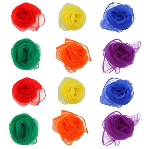 12 Pices 60*60 Cm Ourl Carr Jonglage Danse charpes 6 Couleurs Desigual Foulards Foulard Carr En Polyester (Couleur Assortie)