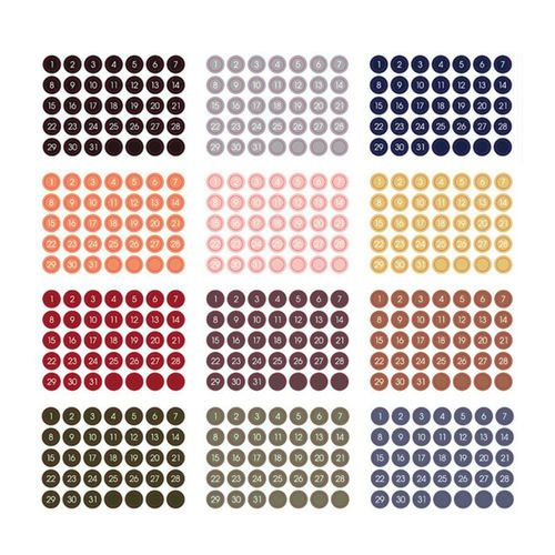 12 Pices Color Rond Numro Date Autocollant Journal Cahier tiquette Autocollants Papeterie Enveloppe tiquettes De Scellage A