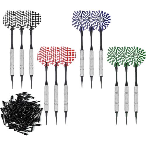 12 Pices Flechette Pointe Plastique,Flechettes Pour Cible Electronique,Avec 100 Pices De Pointes De Flchettes, Flchette Pour Cible Electronique Pour Jeu De Flchettes lectronique(14g)