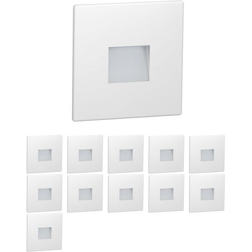 12 Pices Led Lumire D'escalier/Lampe Encastre Dans Le Mur Fow Pour L'intrieur Et L'extrieur, Downlight, Rectangulaire, 85 X 85mm, Blanc Froid[Amp748585]