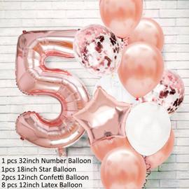 12 Pieces Or Rose Numero Feuille Ballons Fete D Anniversaire Decoration Enfants 1st Premier Bebe Fille Princesse 1 2 3 4 5 6 7 8 9 Ans 5th Rakuten