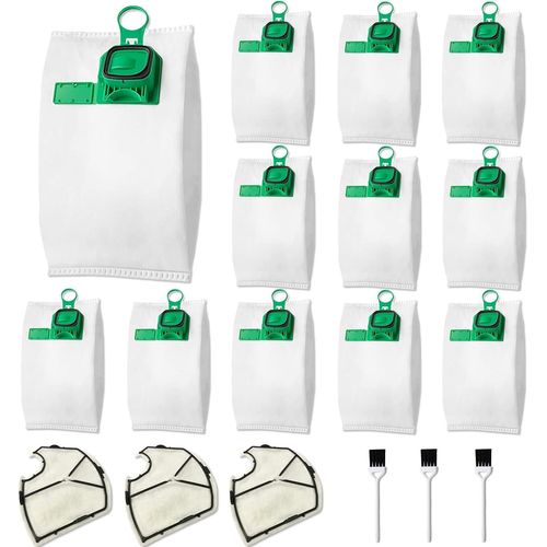 12 Sacs Pour Vorwerk Kobold Vk140 Vk150 Fp140 Fp150 Aspirateurs, Remplacement Sac Pour Vk140 Vk150 Aspirateur Avec 3 Filtre Moteur Et 3 Brosse De Nettoyage[Aspirateur519]