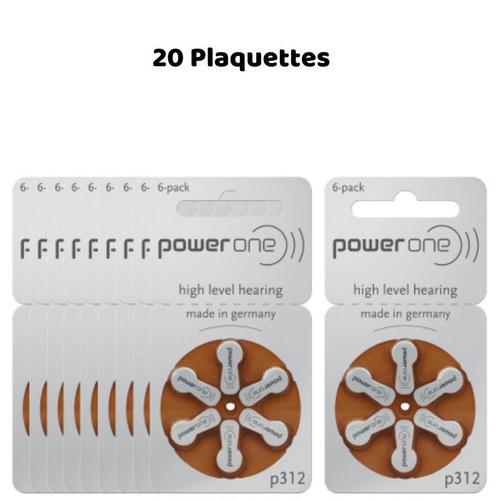 PowerOne 312 : Piles Auditives Sans Mercure, 20 Plaquettes
