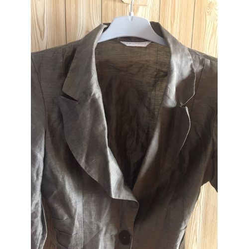 Veste Lin Promod.Neuve. Taille 36. Neuve. Couleur Gris Brillant. Fermeture Par Un Bouton.