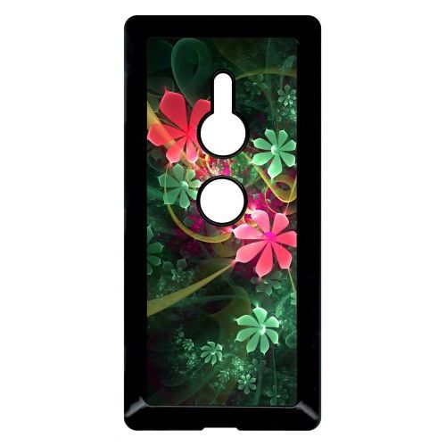 Coque Pour Smartphone - Abstrait Fleur Verte - Compatible Avec Sony Xperia Xz2 - Plastique - Bord Noir