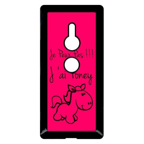 Coque Pour Smartphone - Citation Poney Rose - Compatible Avec Sony Xperia Xz2 - Plastique - Bord Noir