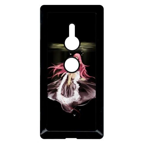 Coque Pour Smartphone - Manga Fille Cheveux Rose - Compatible Avec Sony Xperia Xz2 - Plastique - Bord Noir