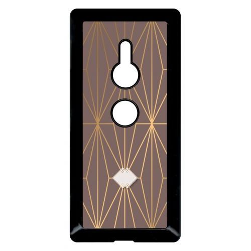 Coque Pour Smartphone - Losange Geometrique Beige Et Or - Compatible Avec Sony Xperia Xz2 - Plastique - Bord Noir