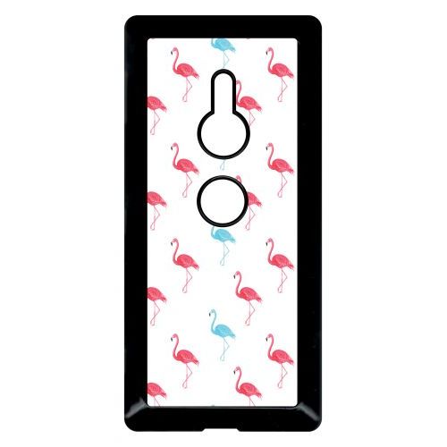 Coque Pour Smartphone - Flamand Rose - Compatible Avec Sony Xperia Xz2 - Plastique - Bord Noir
